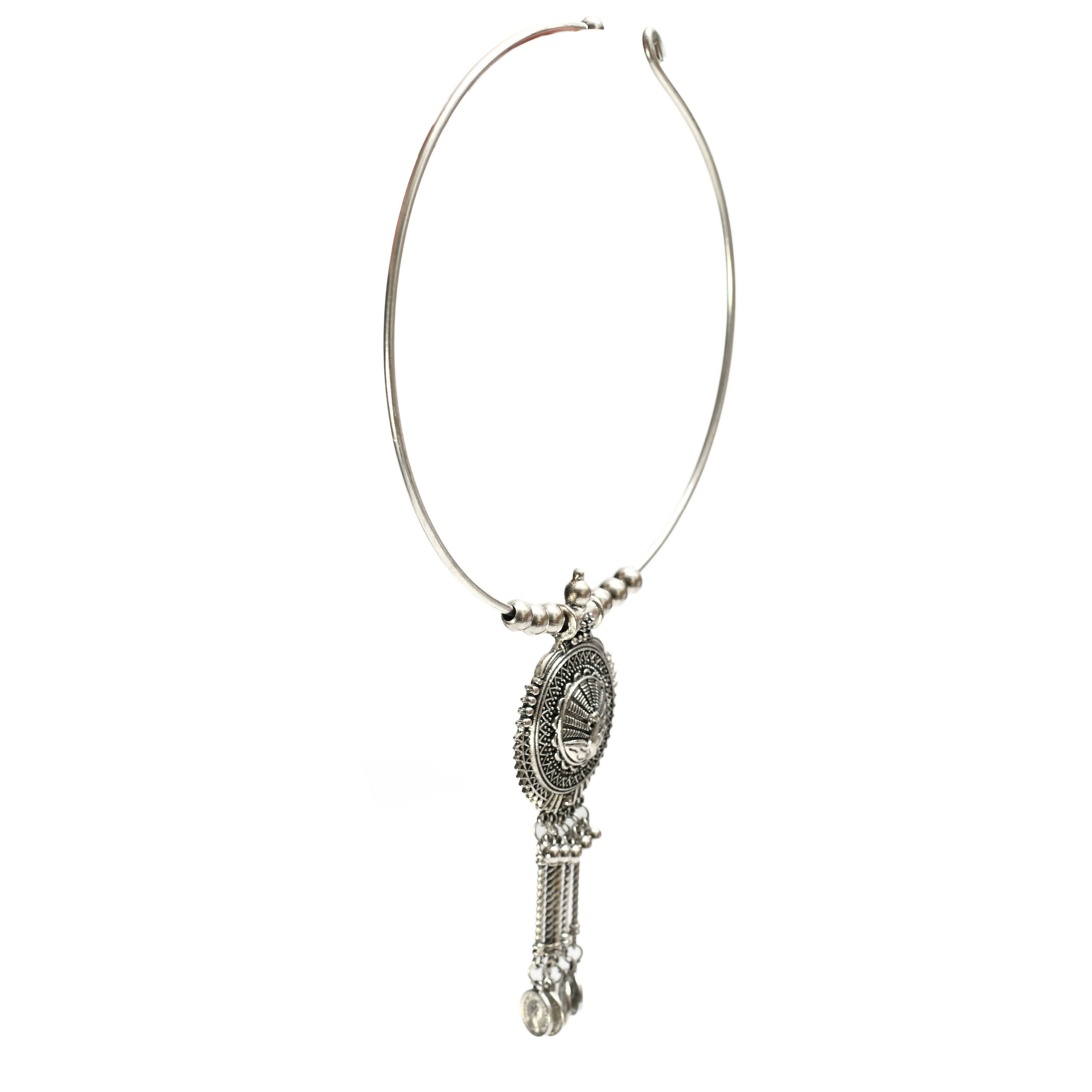 Mominos Fashion Johar Kamal Oxidised Silver-Plated Hasli Design Necklace Choker For Women - Distacart