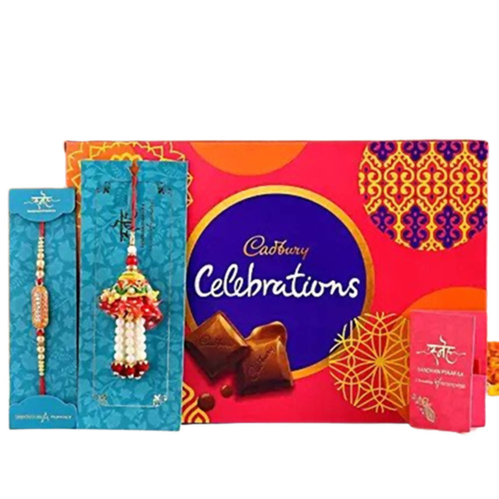  Designer Lumba Rakhi Set With Celebrations Box Combo