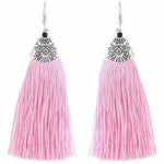 Thumbnail for Muskan Fancy Long Yarn Pink Tassel Earrings