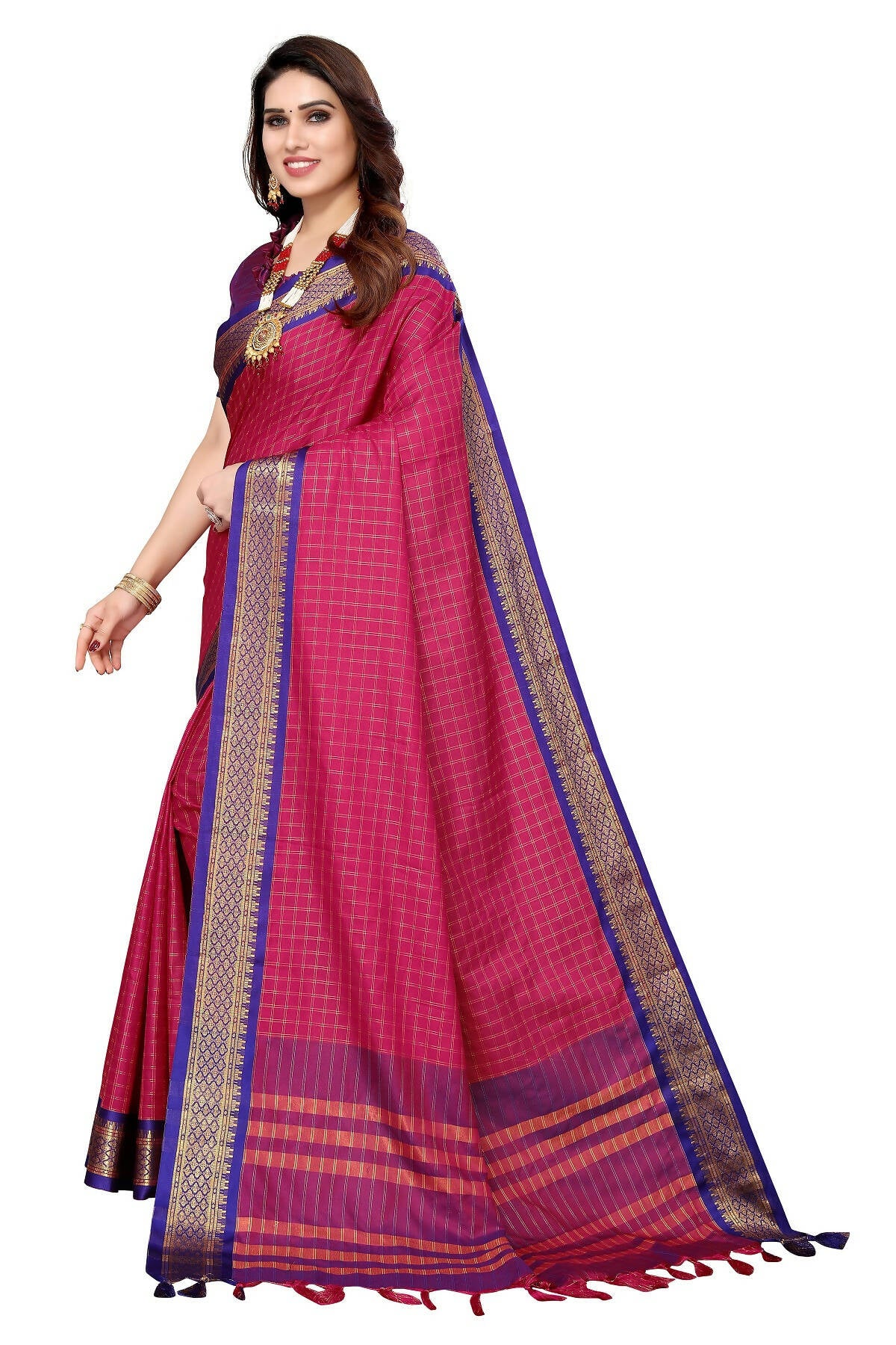 Vamika Weaving Pink Cotton Silk Saree (BHAVINI PINK) - Distacart