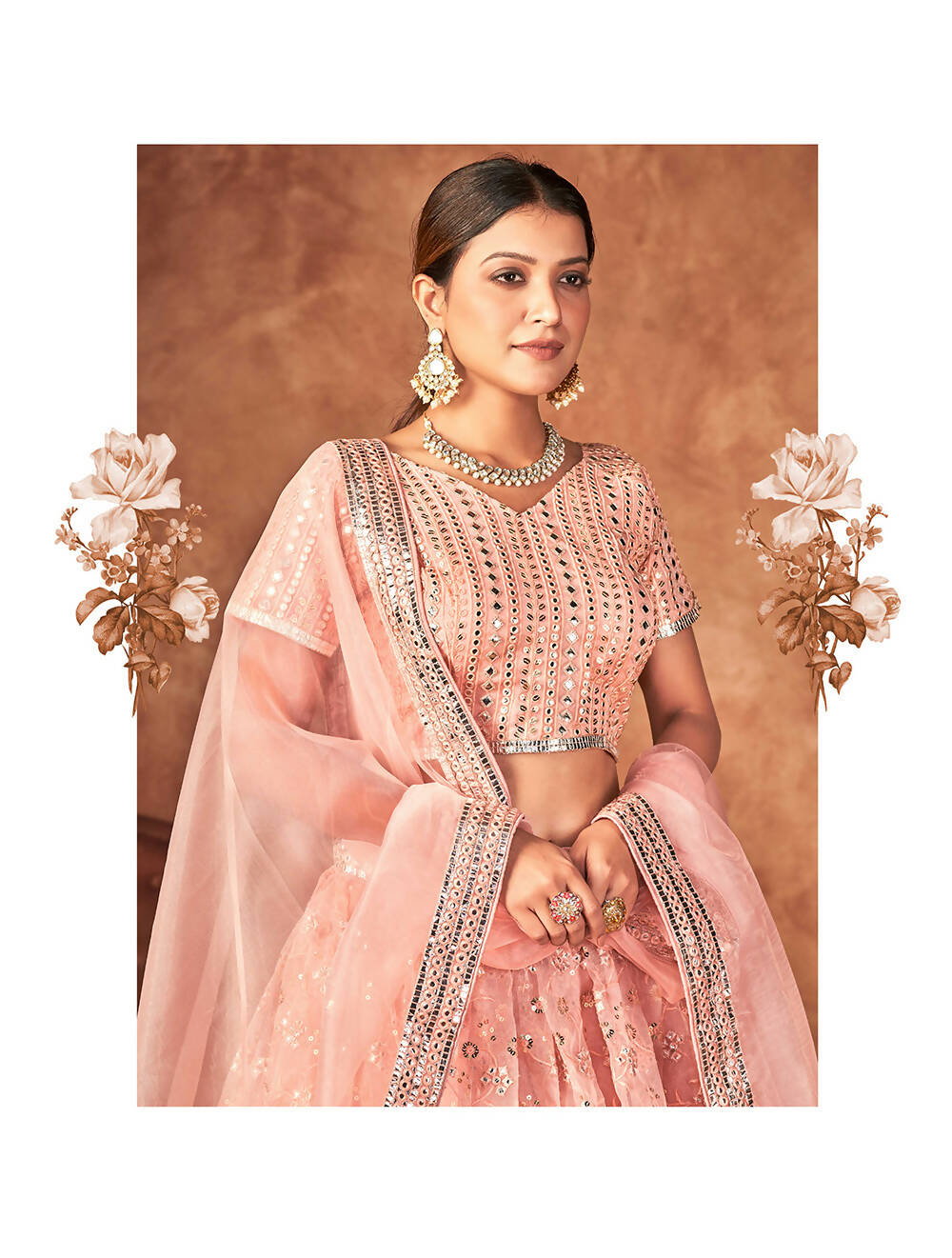 Wedding Designer Pink Organza lehengha Choli - Anbazaar - Distacart