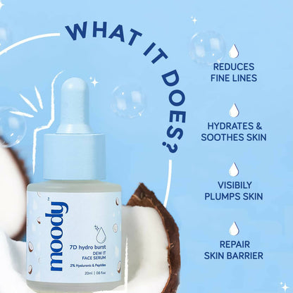 Moody 7D Hydro Burst Face Serum with 2% Hyaluronic & Peptides - Distacart