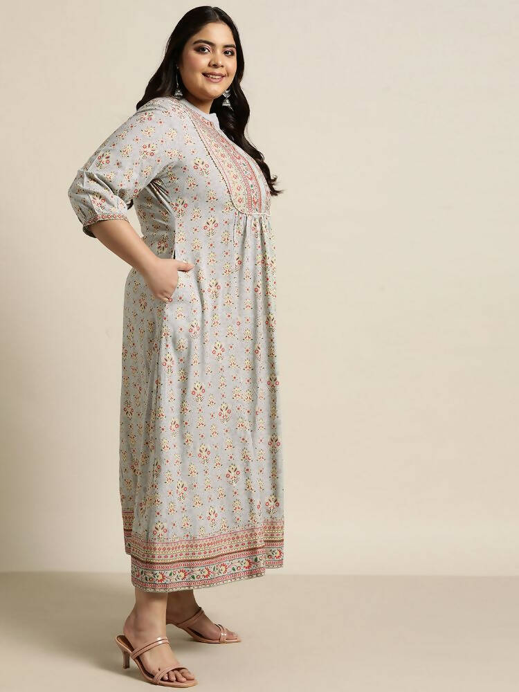Juniper Women`s Grey Rayon Fusion Wear Printed A-line Dress - Distacart