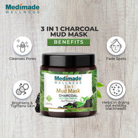 Thumbnail for Medimade Wellness 3 in 1 Mud Mask Charcoal with Tea Tree Oil