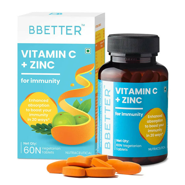 BBETTER Vitamin C and Zinc Tablets for Immunity & Skin Health - Distacart