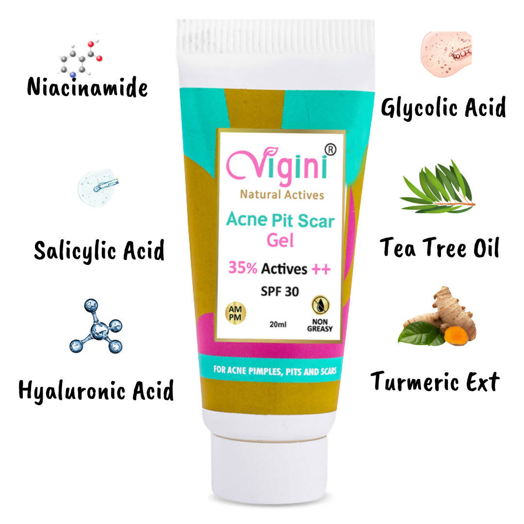 Vigini 35% Actives Acne Pit Scars Spot Stop Face Day Night Gel for Men Women - Distacart