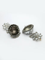Thumbnail for NVR Women Silver Mirror Oxidised Brass-Plated Jhumka Earrings - Distacart