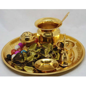 Chahat Premium Living Brass Pooja Thali Set