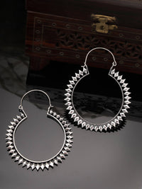 Thumbnail for NVR Women Silver Full Circular Hoop Earrings - Distacart