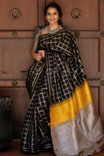 Thumbnail for DEIANA'S Beautiful Golden Jari with New Design Soft Lichi Silk Saree - Black - Distacart
