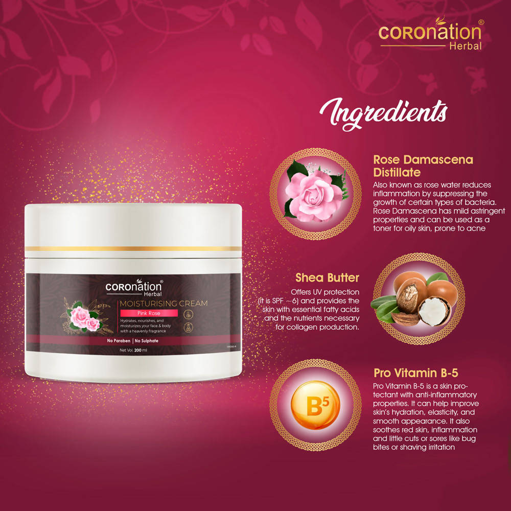 Coronation Herbal Pink Rose Moisturizing Cream - Distacart