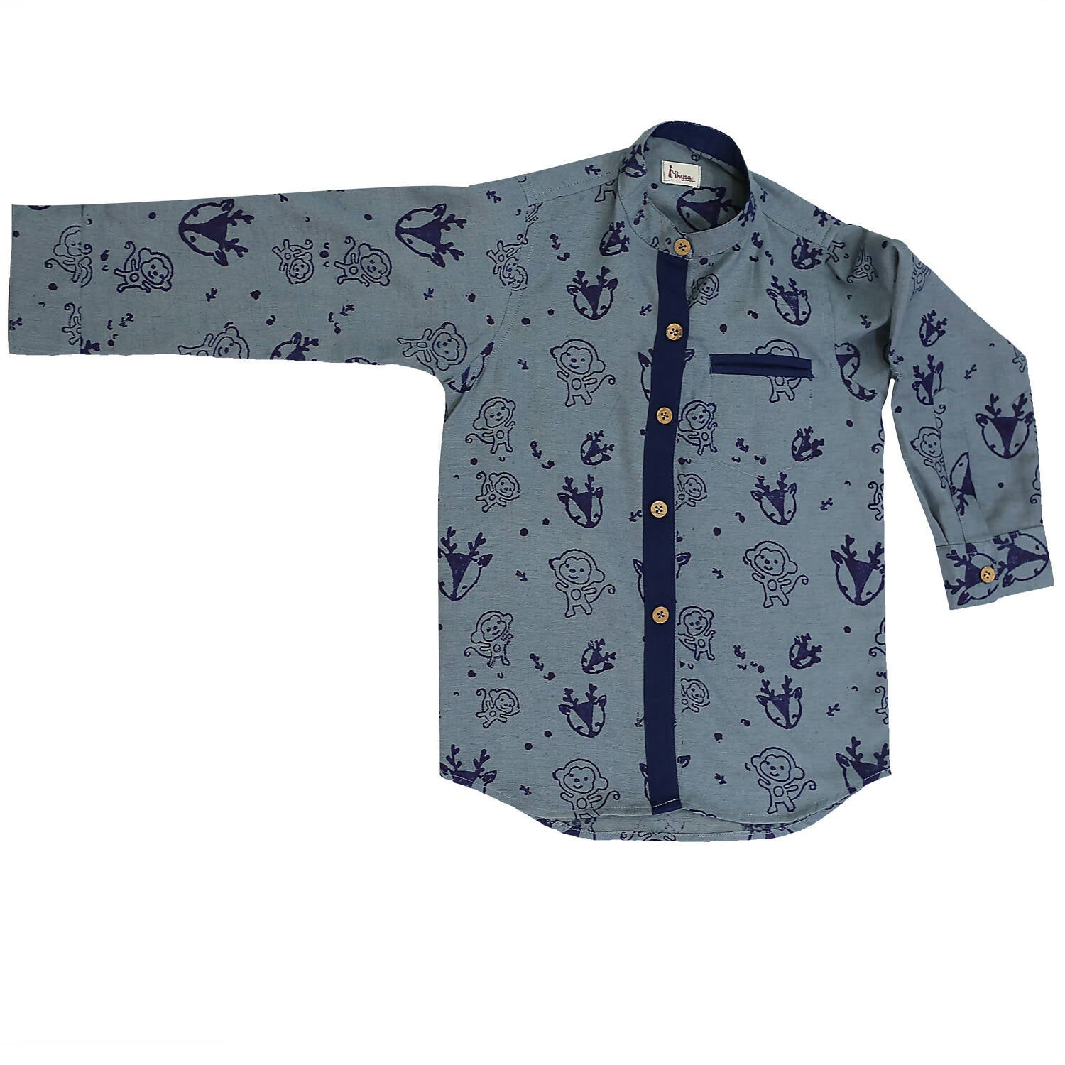 Mhyssa Blue Color Blocked Shirt - Distacart