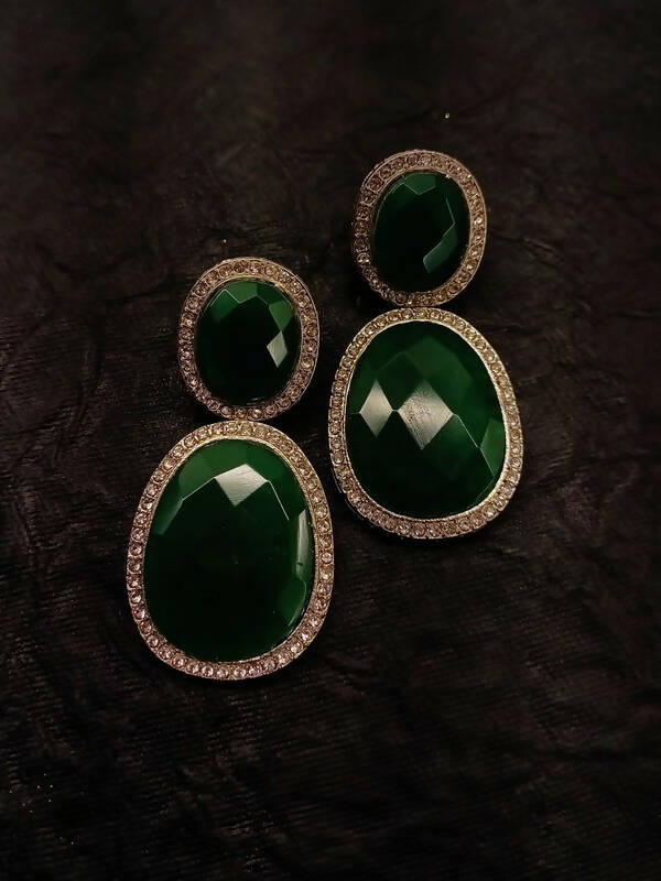 Smart Dangler With Rhino Stone Border Green Earrings For Women and Girls By House of Ree - Distacart