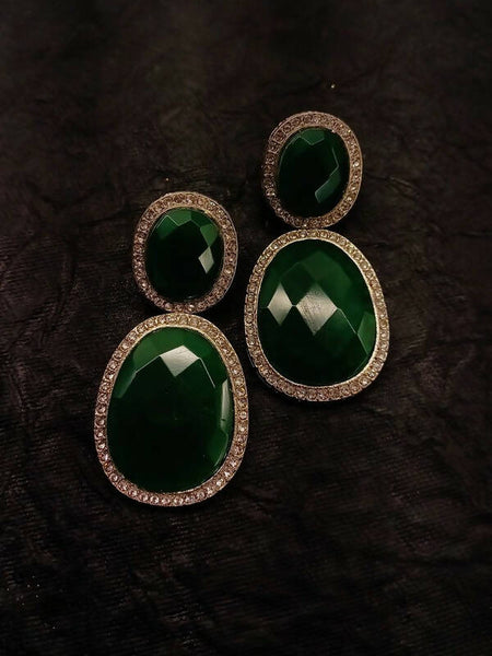Smart Dangler With Rhino Stone Border Green Earrings For Women and Girls By House of Ree - Distacart