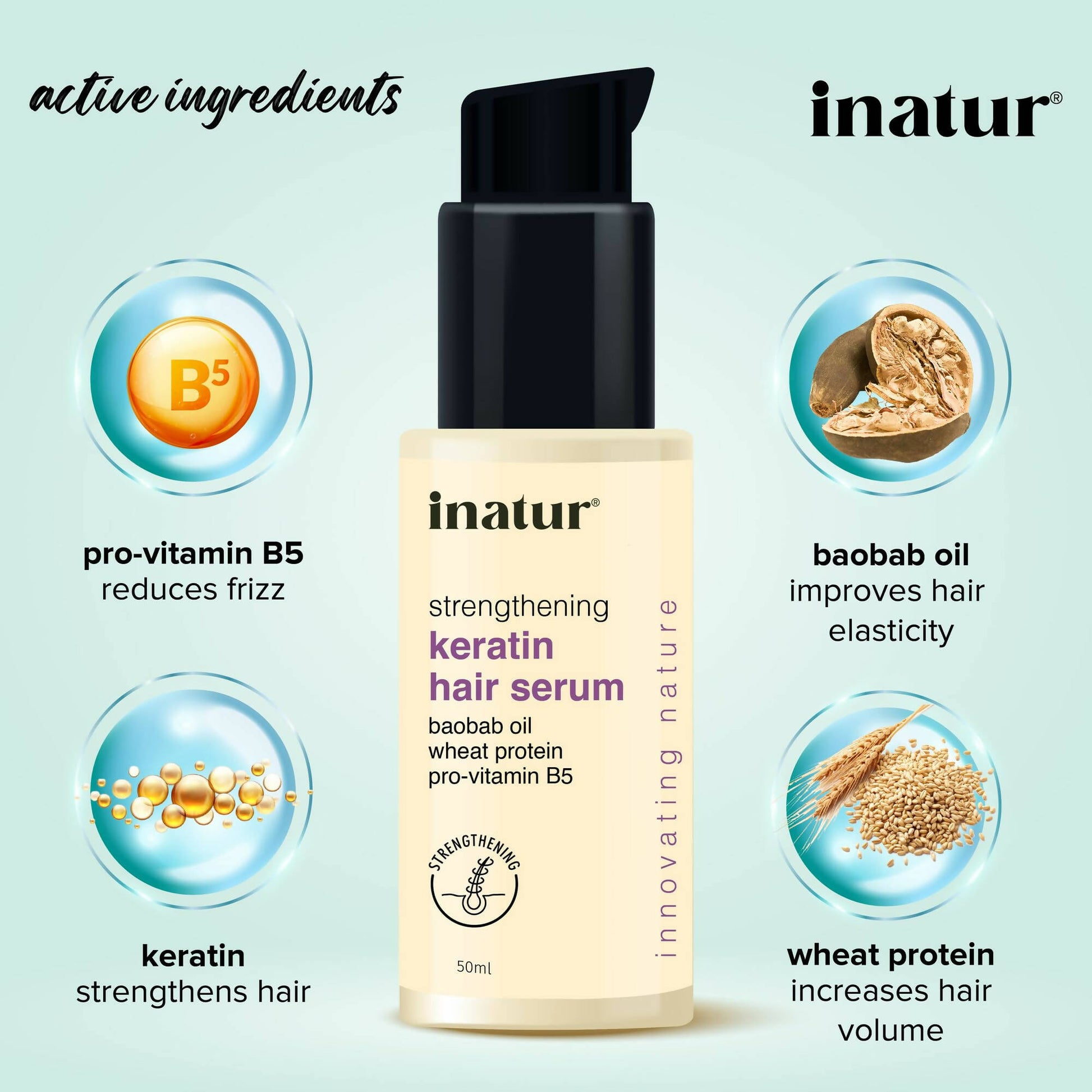 Inatur Strengthening Keratin Hair Serum - Distacart