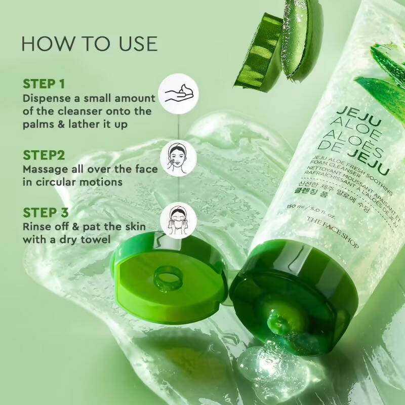 The Face Shop Jeju Aloe Fresh Soothing Foam Cleanser - Distacart