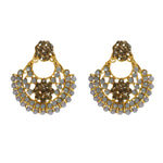 Thumbnail for Mominos Fashion Johar Kamal Gold-Plated Brass Finish Long Necklace For Women (Golden/Grey) - Distacart