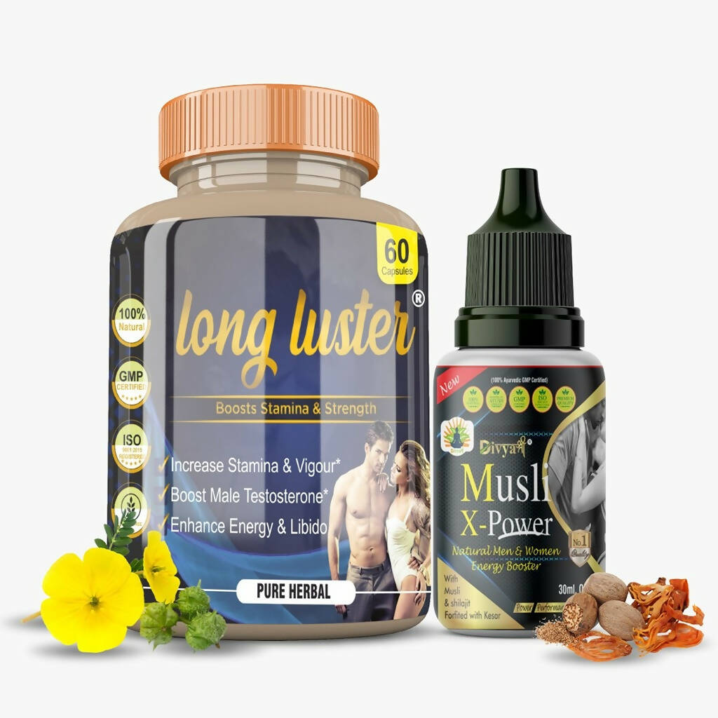 Divya Shree Long Luster Capsule & Musli X-Power Oil Combo - Distacart