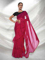 Thumbnail for Pink Organza Solid Saree With Unstitched Blouse Piece - Shanaya - Distacart