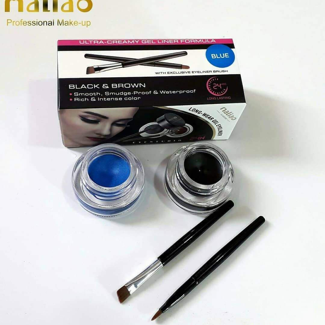 Maliao Longwear 24 Hrs Stay Gel Eyeliner (Black & Blue) - Distacart