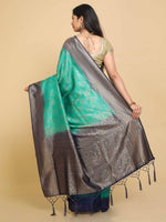 Thumbnail for Kalamandir Ethnic Motifs Teal Silk Blend Saree