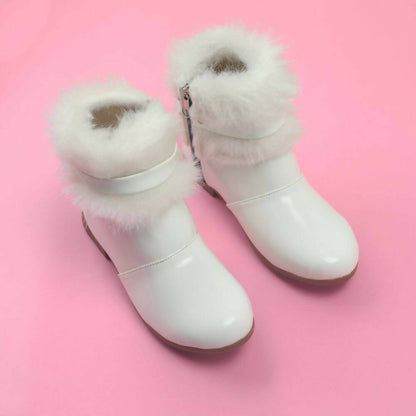 Tiny Bugs Girls Faux Fur Detail Winter Boots - White - Distacart