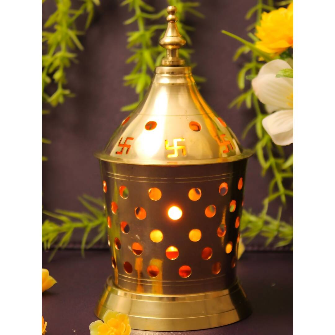Spillbox Gold-Toned Brass Amar Lamp Pooja Essential - Distacart