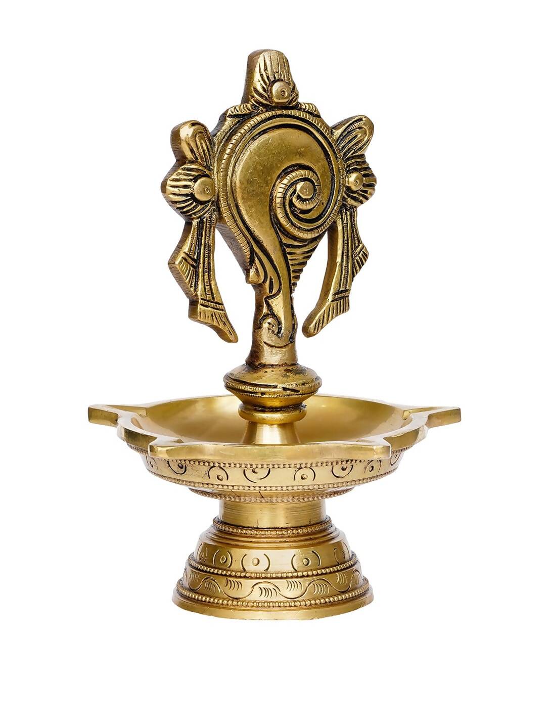 eCraftIndia Gold-Toned Shankha Handcrafted Diya with 5 wicks - Distacart