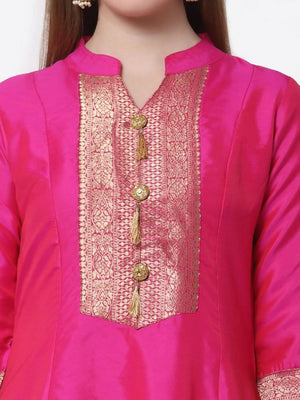 Myshka Pink Color Silk Solid Anarkali Gown With Dupatta