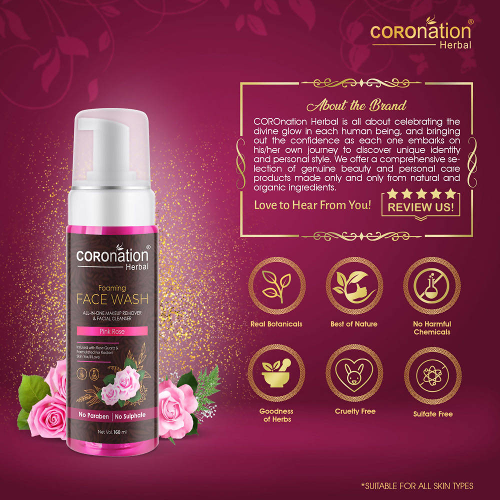 Coronation Herbal Pink Rose Foaming Face Wash - Distacart