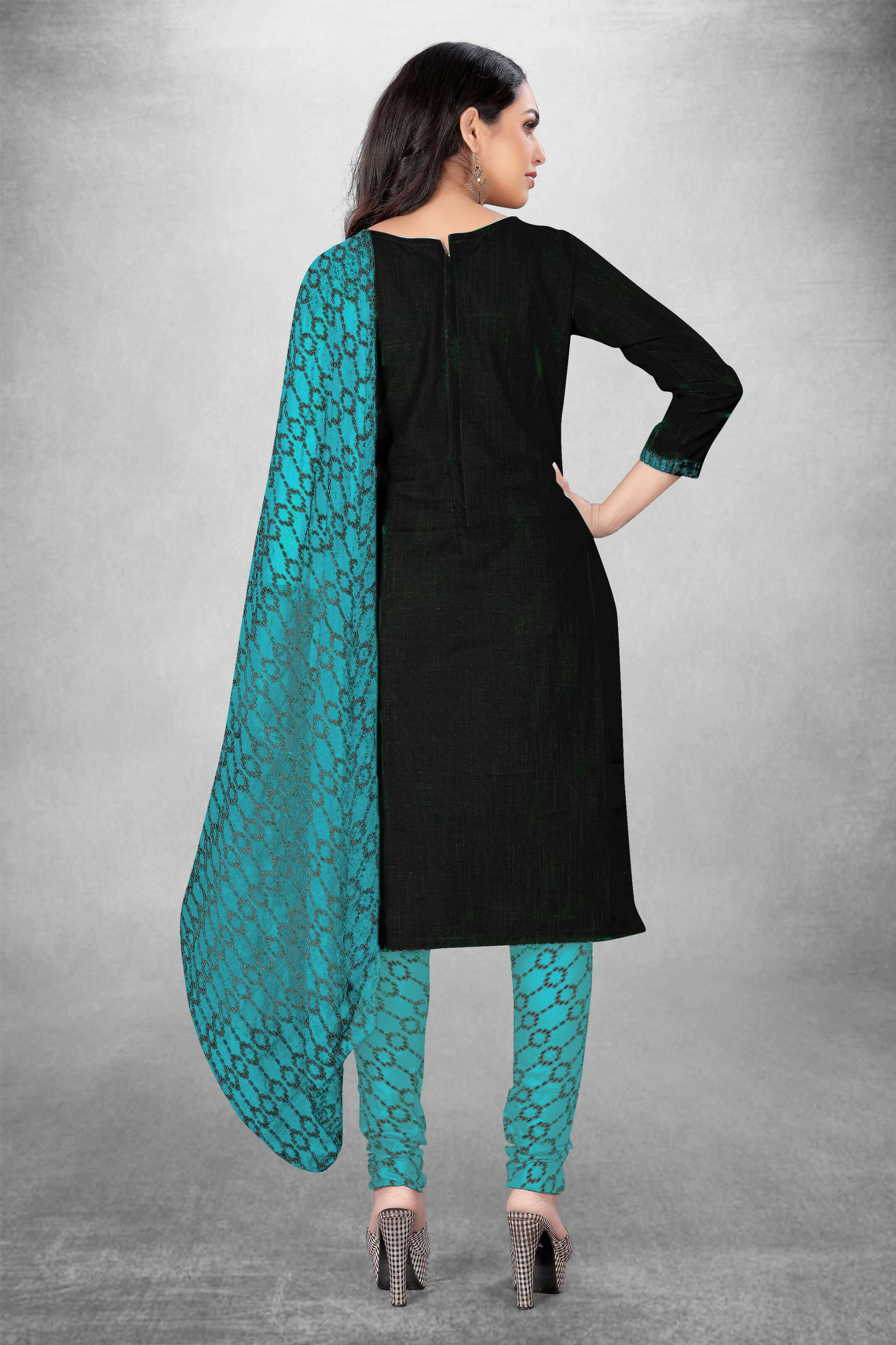 Black Cotton Printed Unstitched Dress Material - Amara - Distacart