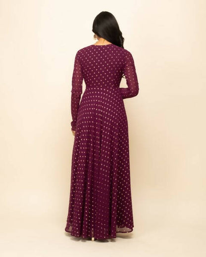 FIORRA Women's Wine Georgette Anarkali Kurta With Dupatta - Distacart