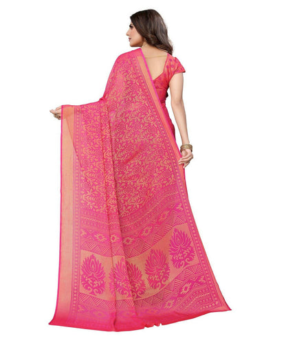 Vamika Pink Chiffon Brasso Bollywood Style Woven Saree (AARADHYA PINK) - Distacart