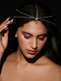 Thumbnail for Gold-Plated Kundan Head Jewellery - Ruby Raang - Distacart