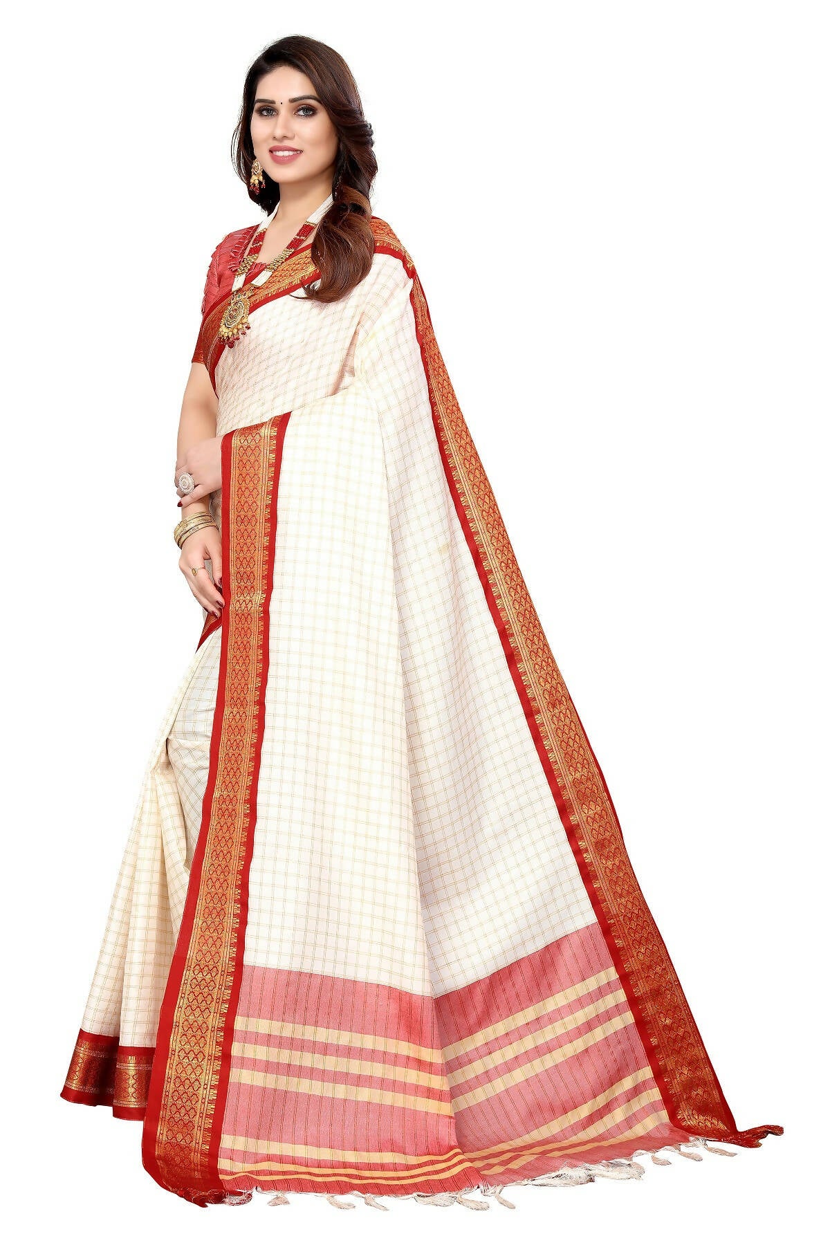 Vamika Weaving White Cotton Silk Saree - Distacart