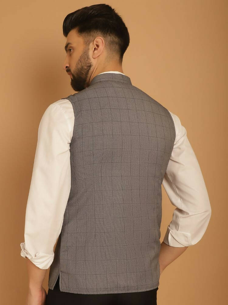 Even Apparels Nehru Jacket With Welt Pockets - Grey - Distacart