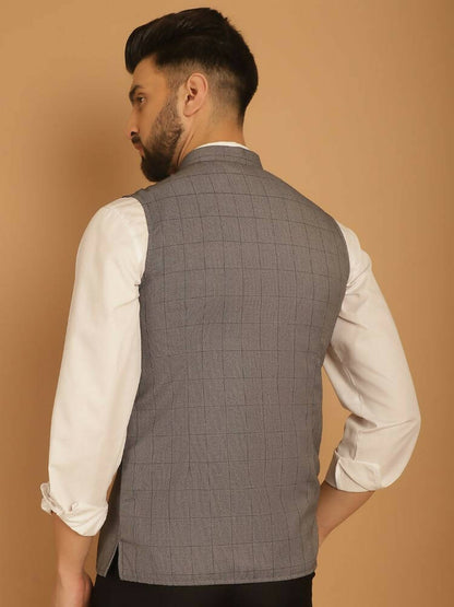 Even Apparels Nehru Jacket With Welt Pockets - Grey - Distacart