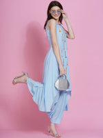 Thumbnail for Women Republic Powder Blue Hand Embellished Kurta With Harem Pants - Distacart