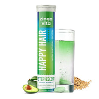 Thumbnail for Zingavita Happy Hair Biotin Effervescent Tablets (Green Apple Flavor) Sugar Free - Distacart