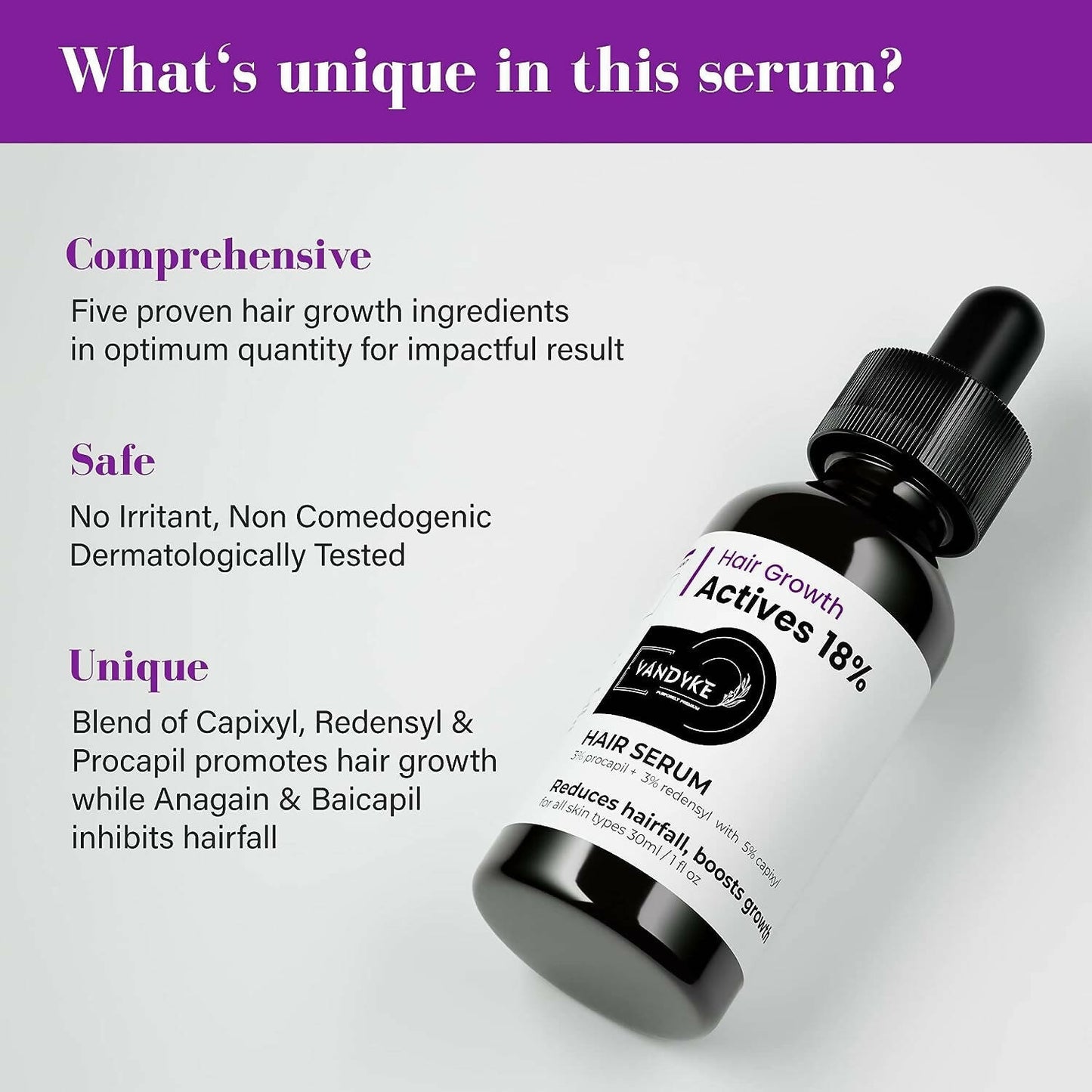 Vandyke Hair Growth Actives 18% Hair Serum - Distacart
