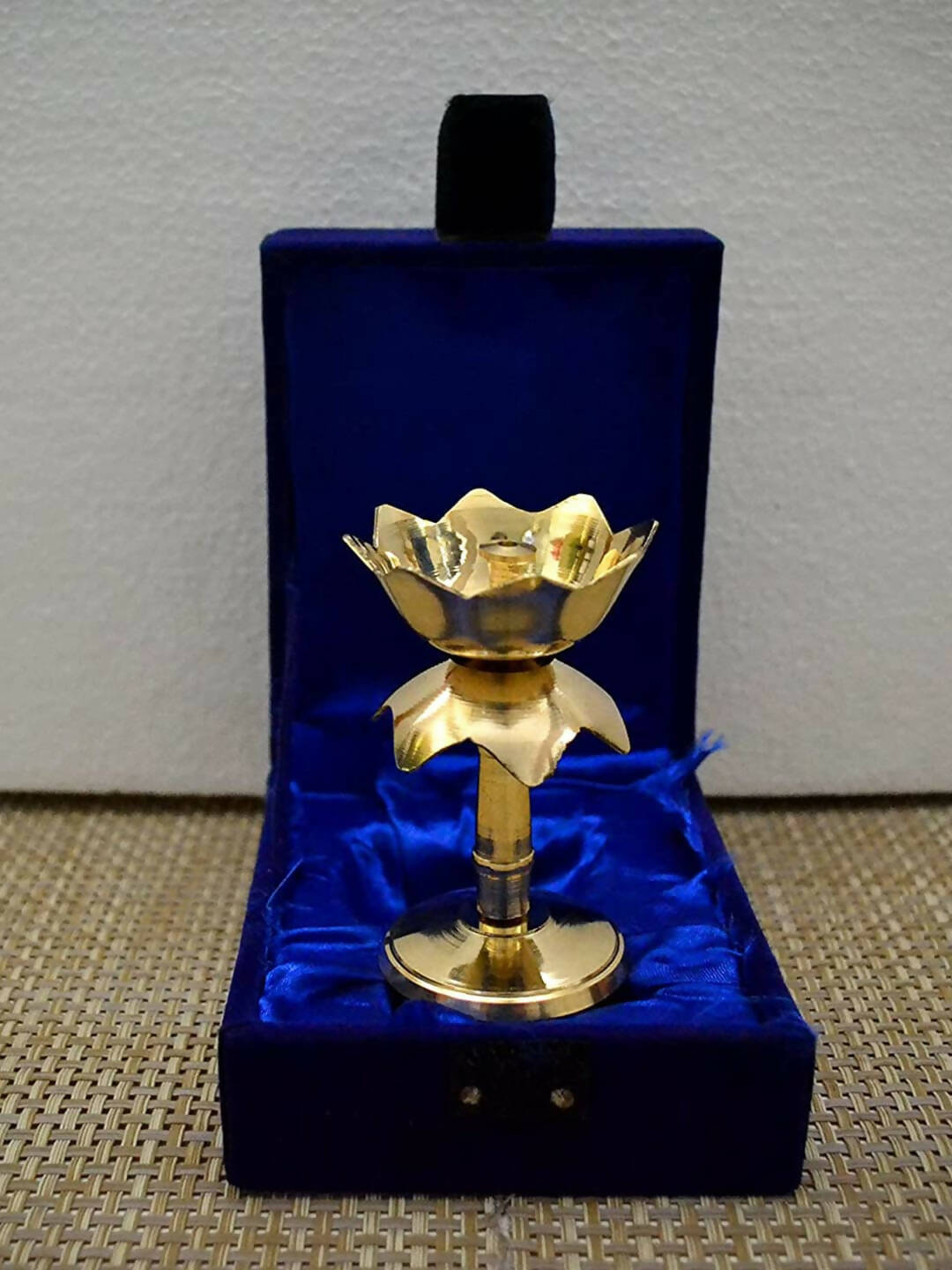 Craftvatika Gold Tone Brass Lotus Shape Pillar Diya Oil Lamp - Distacart
