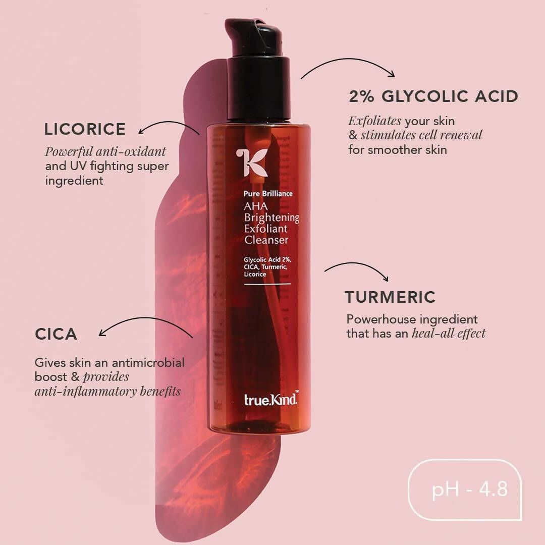 True Kind Pure Brilliance Aha Brightening Exfoliant Cleanser - Distacart