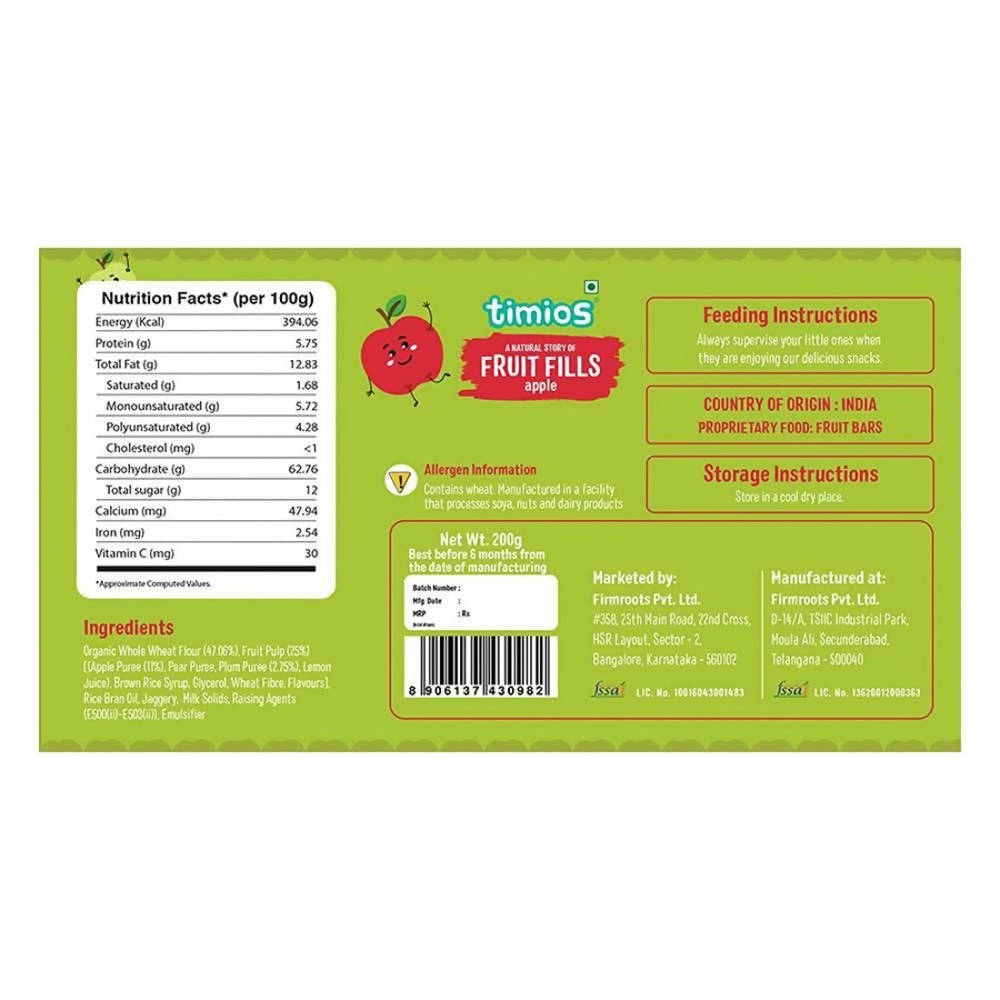 Timios Apple Fruit Fills Snack For Kids 200 gm