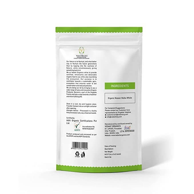 Orgabite Organic Masoor Malka Whole - Distacart