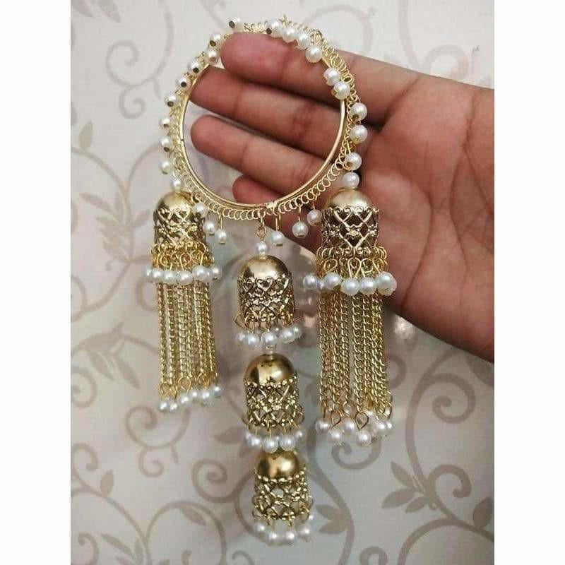 Stylish Hanging Bangles With Jhumkas, Chains And Pearls