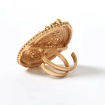 Thumbnail for Mominos Fashion Joharkamal Gold-Plated Stone Studded Adjustable Finger Ring - Design 07 - Distacart
