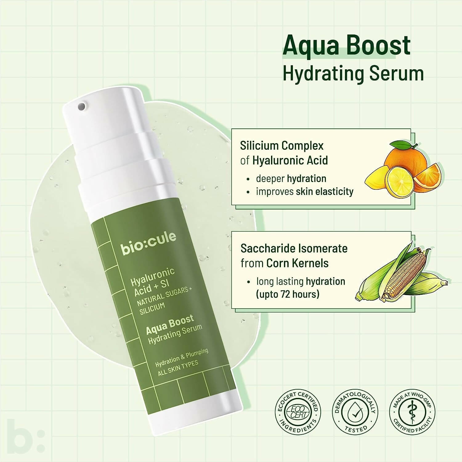 Biocule Aqua Boost Hydrating Face Serum - Distacart