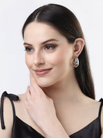 Thumbnail for NVR Women Silver-Plated Circular-Shaped Half Hoop Earrings - Distacart