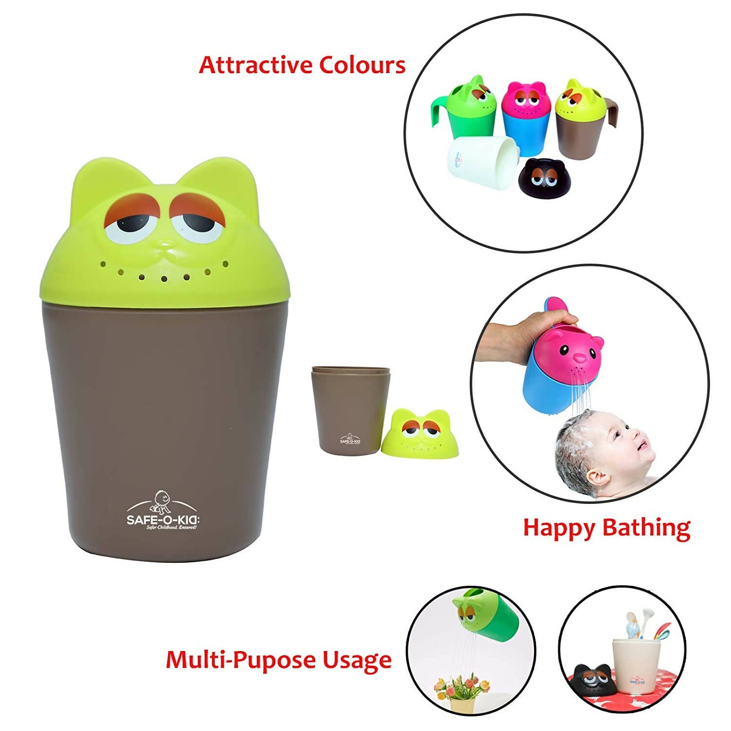 Safe-O-Kid Hair washing Mug cum Rinse mug for kids- Green - Distacart