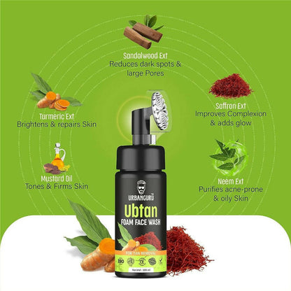 Urbanguru Men's Ubtan Foaming Face Wash - Distacart